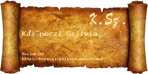 Köpeczi Szilvia névjegykártya